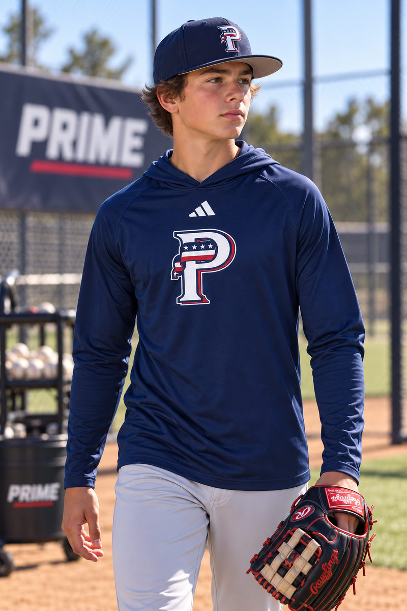 adidas 'P' Long Sleeve Lightweight Hoodie - Navy